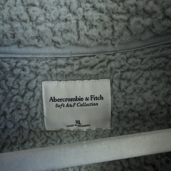 Abercrombie Sherpa Teddy 1/4 Zip Green Deep Pile Fleece Pullover, size XL - Picture 4 of 6